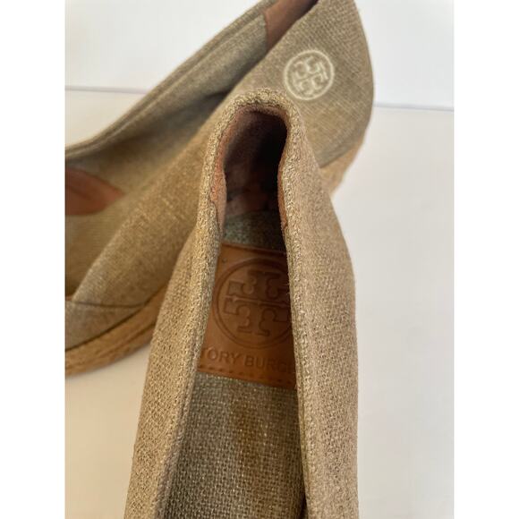 Tory Burch Filipa Espadrille Wedge Tan Shoes, Size 7.5 Made in Spain - Picture 5 of 5